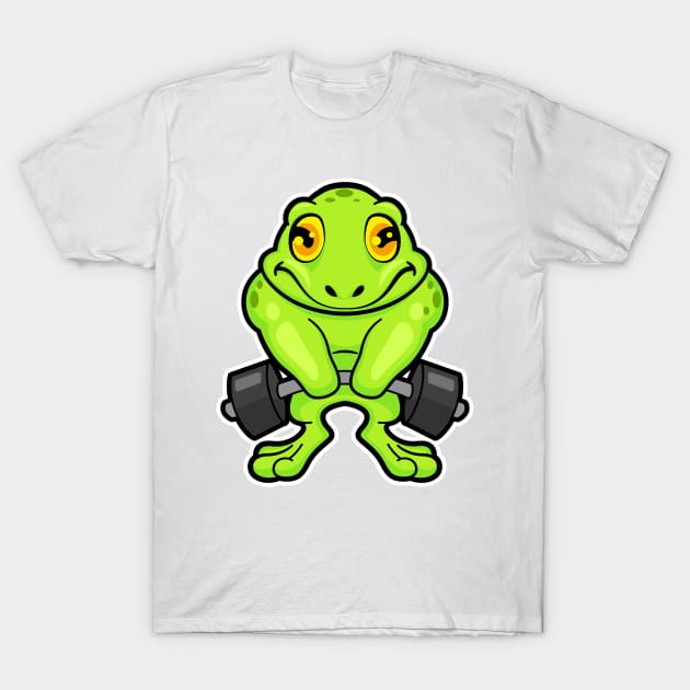 Frog at Fitness with Barbell T-Shirt by Markus Schnabel